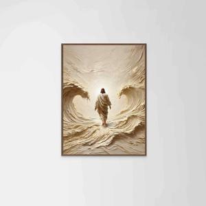 HUNGMETALWORKS98 Walk of Christ, Christian Art, Jesus Walking on Water, LDS Painting, Jesus Christ Walk on Water, Picture of Jesus (Unframed) (16"L x 24"W, Poster 17)