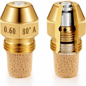 MorningRo 2 Pcs Hollow Oil Burner Nozzle 0.6-80 A Replacement Spray Brass Oil Fuel Burner Nozzle 80 Degree
