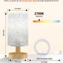 Small Table Lamp for Bedroom - Inline Control, Bedside Lamp for Warm Light LED Desk Lamp, Wood Base Round Flaxen Fabric Shade for Kids Room, Living Room, College Dorm, Home, Office