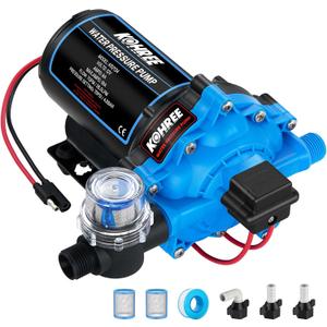 2025 Upgraded Kohree RV Fresh Water Pump 7GPM 70PSI, 12V DC Water Pump, Self-Priming, Five Chamber Diaphragm Pump with Heavy Duty Pressure Switch and Strainer for RV, Marine, Yacht, Caravan
