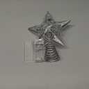 Juegoal Star Tree Topper with 20 LED Lights, Metal Silver Lighted Treetop Ornaments, Battery Powered Light Up Christmas Tree Decorations, 6.5 x 6.5 Inches