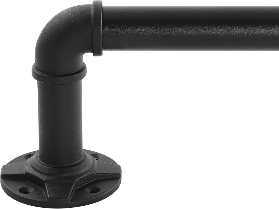 Industrial Curtain Rod Adjustable 1 Inch Black Curtain Rods for Windows 120 to 170 Inch - Perfect Indoor/Outdoor, Room Divider Curtain Rod (30-168")