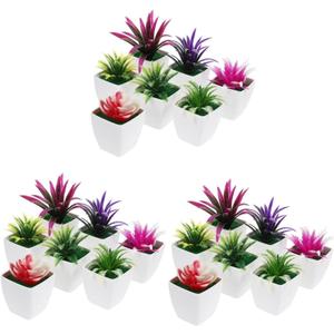 ABOOFAN 3sets Mini Fake Potted Plants Pots Artificial Succulents for Desktop Bonsai Plant Model for Home Decoration 7pcs*3