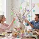 Seenelling 32 Pcs Easter Eggs Ornaments for Tree Multicolor Decorative Plastic Easter Egg Hanging Decorations DIY Crafts for Door Party Windows Table Decor Basket Bowl Fillers Table Centerpiece