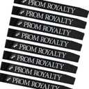 Prom Royalty Sashes Black, Prom Royalty Sashes Set of 8 for School Dance Graduation Party Cosplay Pageants Prom Party Accessories, Black (Black)