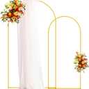 Putros Metal Arch Backdrop Stand Gold Wedding Arch Stand Set of 2 (7.2FT/6FT) Square Arched Frame for Birthday Party Graduation Ceremony Decoration