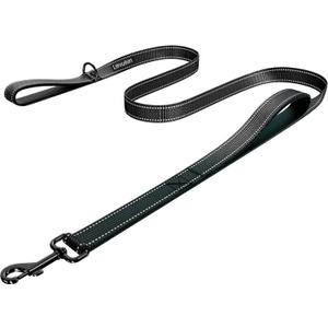 Dog Leash 4ft Long, Double Handle Dog Leash for Safety Control Training, Heavy Duty Dogs Leads with Traffic Padded Handles, Reflective Leashes for Small Medium Large Dogs(4ft, Black)