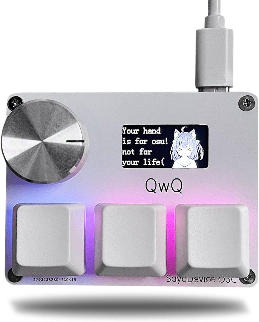 BTXETUEL SayoDevice OSU O3C Rapid Trigger Hall Switches Magnetic Linear Switches Keyboard with Knob and Screen, Copy Paste, Shotcut, Macro Hotswap Mini Keypad. (white)