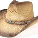 Cowboy Hat,Cowgirl Hat,Cowboy Hats for Women/Mens/Straw Wide with Shapeable Brim Western Cowboy Hat for Womens (One Size, Tawny & Coffee Color)