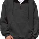 Iwing Mens Oversized Quarter Zip Hoodie Sweatshirt Half Zipper Heavyweight Fleece Hoodies Acid Wash Sweatshirts Women (S)