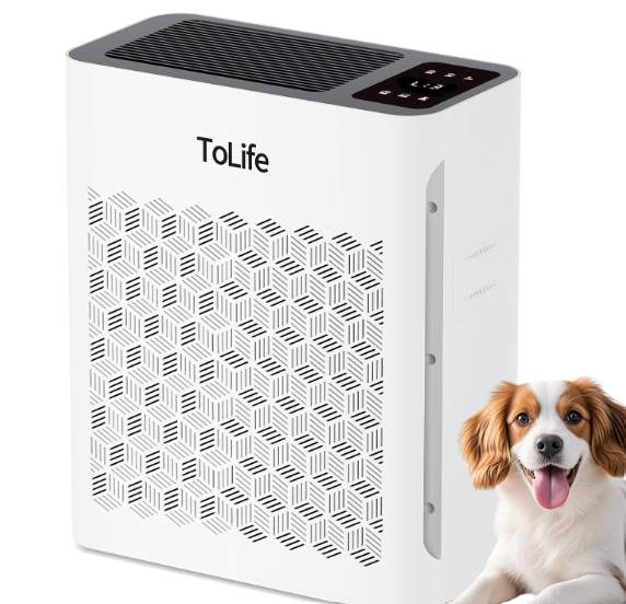 Tolife Air Purifier Large Room, HEPA Air Purifiers for Home Pets Hair with Washable Filter, Air Cleaner for Bedroom up to 1095 Ft² Dust Smoke Odor, Sleep Mode, Timer, White