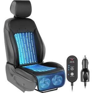 Paffenery 2025 Upgraded Cooling Car Seat Cover Front Seat, 12V-24V Ventilated Cooling Car Seat Cushion, Cooled Seat Cover for Car SUV Truck Universal Fit, Fashion Black