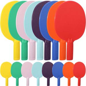 Junkin 16 Pcs Bulk Plastic Table Tennis Paddle Set Multi Color Sports Table Tennis Rackets Paddles Portable Equipment Accessories for Indoor Outdoor Games, Easy Grip and Light Spin
