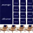 Tatuo 12 Pieces Reserved Seating Signs for Church Pews 22 Inch Reserved Chairs Signs Cloth Placeholder with Printed Words for Restaurants, Wedding, Ceremony and Events(Navy and White)