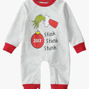 Newborn Baby Boy Girl Christmas Outfit Stink Stank Stunk Print Jumpsuit One-piece Infant Winter Xmas Clothes