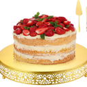 14 Inch Gold Cake Stand Metal Round with Cutter Spatula, Classic
Cupcake Dessert Stand, Wedding Cupcake Pastry Display Candy Holder Display, for Wedding Party Birthday Baby Shower