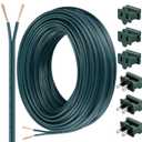 SPT-2 50 ft 18/2 Electrical Wire with 6 Plugs, 18 AWG for LED Lighting Strip, Lamp Extension, Residential, Outdoor, Commercial, Industrial, Green