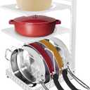 Multi-functional Pots and Pans Organizer for Small Cabinet,3 Tiers 16.5" Height Adjustable Under Sink Organizer Rack to organize pots and pans and lids at the same time.White