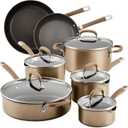 Circulon Premier Professional Hard Anodized Nonstick Cookware Induction Pots and Pans Set Nonstick, Home Essentials, 12-Piece, Bronze