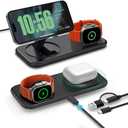 2 in 1 Wireless Charger for Mag-Safe Charging, 15W Fast Magnetic Wireless Charging Pad Stand for iPhone 16/15/14/13/12/Pro/Pro Max/Plus,AirPods,Apple Watch Series 10/9/8/7/6/SE/5/4/3/Ultra 2 (Black)