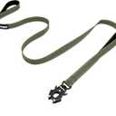 Strong Heavy Duty Dog Leash - 5ft Reflective Nylon Training Leash with Soft Padded Double Handle & Auto Lock Frog Clip - Safety Traffic Control for Large Medium Small Dogs No Pull Walk Army Green,5ft (5FT x 1" x 2.8MM)