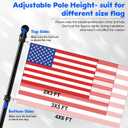 Anovo Flag Pole Kit- Upgraded Holder, Stainless Steel 6 FT Flag Poles with1 Inch Metal 360 Rotating Flag Pole Rings Two-Position Flag Pole Bracket Mounting for Outside House Porch(6 FT - Black)