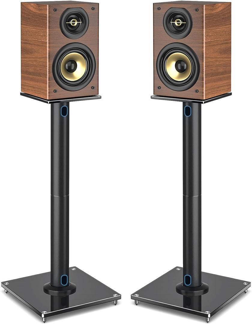 Rfiver Upgraded 45 Swivel Speaker Stands Pair for Surround Sound, Heavy Duty 28 Inch Bookshelf Speaker Stand Each Holds 22lbs Large Speaker, Floor Speaker Stand Built-in Cable Management, 1 Pair