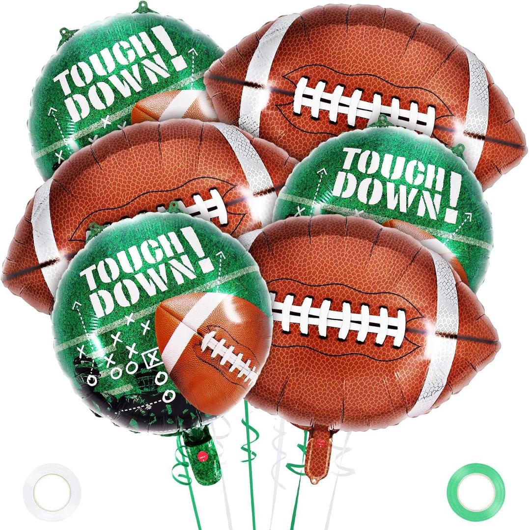 27 Inch Football Balloon Set,Football Foil Mylar Balloons and Footballs Field Balloons,Super Bowl Balloon for Super Bowl Decor Tailgate Game Day Sport Theme Birthday Party Decorations Supplies (Brown and Green)