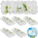 6 PCS Wedding Arch Artificial Flower Panels, Faux White Hydrangea Floral Swags, Artificial White Flowers for Backdrop, Wall Decor, Flower Row for Table Centerpiece, Aisle Runner Decor