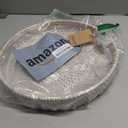 Round Rattan Serving Tray Decorative Woven Ottoman Trays with Handles for Coffee Table White (Small 11.8 inch x 2 inch)