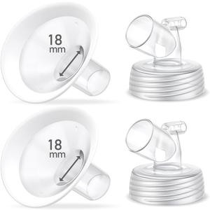2 Packs 18mm Flange Set, Updated Oval Soft Rim Shield and Wide Mouth Base Connector Pump Parts for Spectra S2 Spectra S1 9 Plus Breastpumps Accessories, 106 Degree Wider Opening Angel
