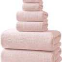 REDKISS Pink Towel Set, 6 Piece Premium Soft Bath Towel Set, Highly Absorbent Luxury 6-Pack with 2 Bath Towels, 2 Hand Towels, 2 Washcloths for Bathroom, Gym, Hotel, and Spa Daily Use, 59"L x 29.5"W