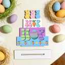 Easter Decorations Peeps Decorations Easter Carrot Decor Wooden Table Decor for Home Office Living Room Bathroom Bedroom Farmhouse Shelves Desk 6.4x6.4x0.2 inches