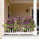 Homsunny Artificial Fake Flowers Plants UV Resistant, Faux Petunias Silk Flowers for Outdoors No Fade, Fake Outdoor Flowers for Planters Spring, Realistic Home Garden Balcony Yard Decor (Purple)
