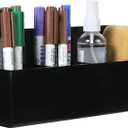 MyGift Modern Dry Erase Marker Holder, Black Acrylic Wall Mounted Office Supplies Holder, 3-Compartment White Board Eraser Accessories Storage Rack
