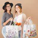 Bencailor 6 Pcs Floral Canvas Tote Bags Bulk Reusable Wildflowers Tote Bags for Women Daily Life Vacation Shopping