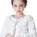 Girls Princess Faux Fur Wrap Shawl Cozy Flower Girls Bolero Shrug Winter Warm Cape Party Wedding Dress Up (Medium)