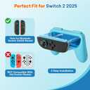 2 x Juylay Controller Grips for Nintendo Switch 2 (2025), Comfort Ergonomic Handle Kit Accessories for Switch 2 Joycon, Anti-Slip for Joy con Grips for Super Nintendo Games(2-Pack, Blue & Orange)