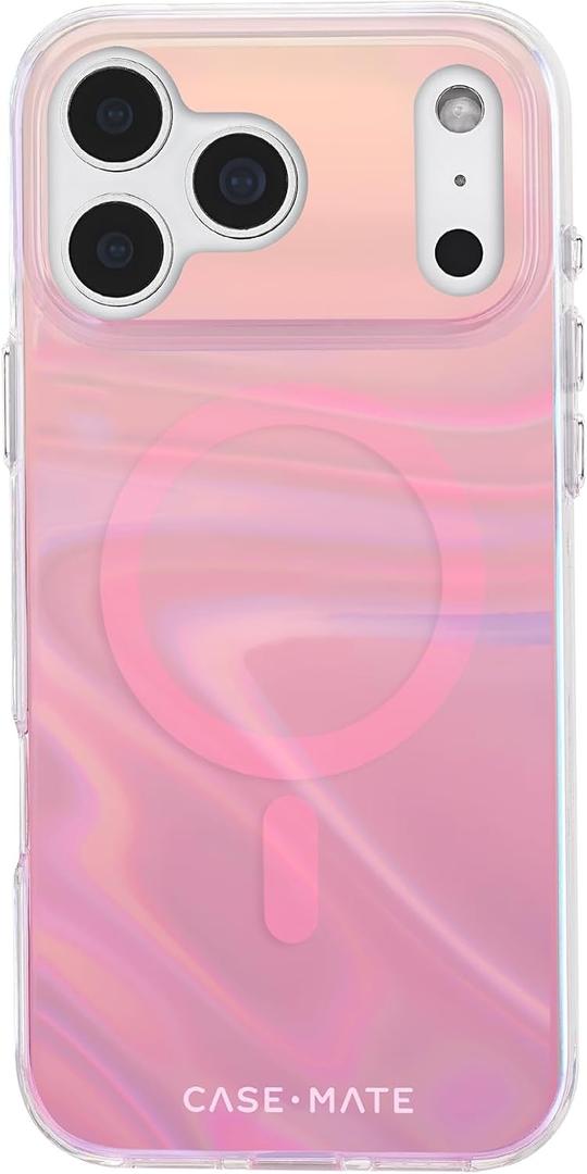Case-Mate Soap Bubble iPhone 17 Pro Max Case [Compatible with MagSafe] - Stylish Phone Case for Women with 12ft Drop Protection - Premium Magnetic Cover for iPhone 17 Pro Max - Peach Iridescent