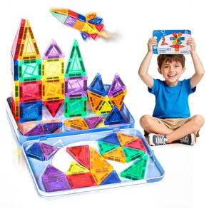 MQGEWQ Mini Magnetic Tiles Toddler Travel Essentials Set,1.5Inch 42PCS Magnetic Building Tiles Portable Construction Toys for Airplane Car Kid Aged 3+ Birthday Gift