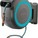 GARDENA (18630) Retractable Garden Hose Reel 115' x 1/2" Wall Mounted, Automatic Retraction & Length Lock for Easy Watering. Heavy Duty Swivel Bracket 180, Includes Nozzle. Made in Europe