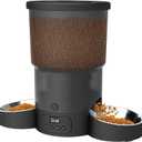 SURDY Automatic Cat Feeder for 2 Cats, 20 Cups/5L Automatic Food Dispenser for Small Pets Auto Cat Feeder for Dry Food, Dual Power Supply and Timer Setting 12 Portions 6 Meals Per Day (Black)
