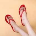 Women Flip Flops Jelly Shoes Thong Sandals Flat Slides Clear Jellies Pool Slippers Bathroom Summer Beach Size 8 Ladies Non Slip Dress Comfortable Quick Drying Soft (Red)