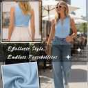 Oakgarden Womens Button Down Tank Top Going Out Ribbed Sleeveless Shirt Cropped Fitted Vest Y2k Fashion Trendy Summer Clothes (Blue, L)
