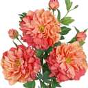 Orange Peonies Artificial Flowers 3Pcs Fall Flowers for Fall Decoration 27.5" Real Touch Silk Faux Peony Flower with Long Stems for Home Autumn Floral Arrangement Vase Table Centerpieces Bouquet Decor