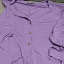 ORANDESIGNE Women's Button Down T Shirts 3/4 Sleeve V Neck Tops Casual Summer Ladies Tees (Purple) XXL