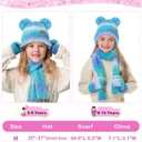 Kids Winter Hat Scarf Gloves Set, Toddler Girl Boy 8% Wool Fleece Lined Pom Beanie Knit Neck Mittens Children Christmas Gifts