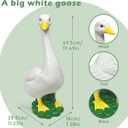 Porch Goose Garden Decor Statues - Large White Yard Goose Statue Resin Duck Sculpture 20" High Lawn Goose Front Porch Goode Home Decorations Housewarming Birthday Gifts for Mom Women