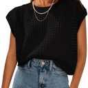 PRETTYGARDEN Womens Spring Tops 2025 Summer Shirts Crochet Cap Sleeve Sweater Pullover Cute Beach Vacation Clothes, Small