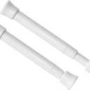 KXLife Pack of 2 Smallest Spring Tension Curtain Rod 5.25 to 7.5 Inch, Mini Thin Tension Rod No Drill for Narrow Window, Cupboard Dividers, White